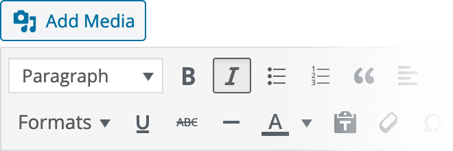 WYSIWYG Settings Reference for Italic Text Inline Style