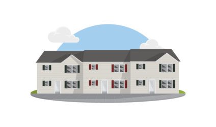 Digital illustration of Houghton's townhouses.