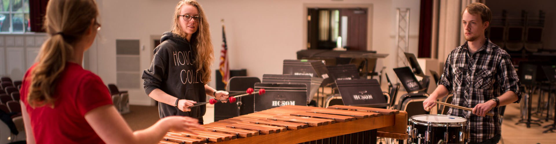 music students practicing percussion