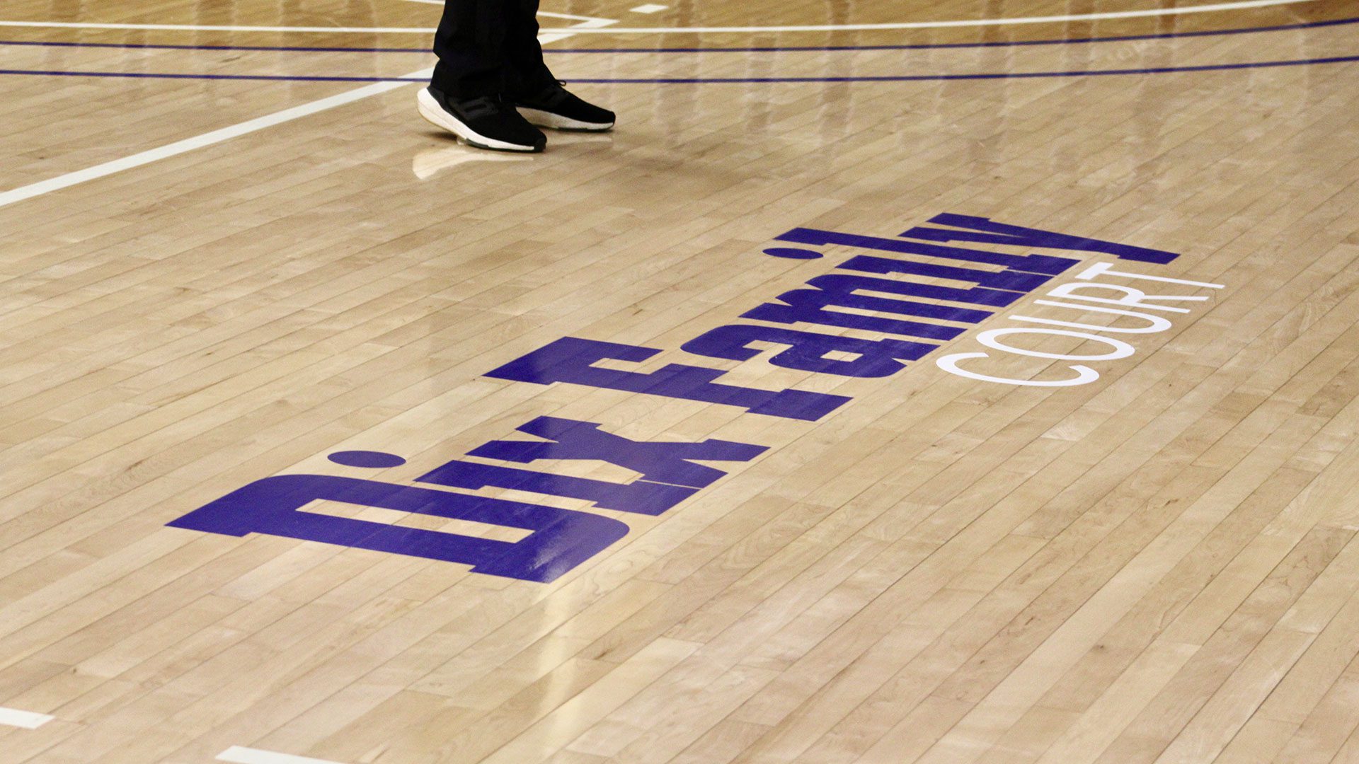 Dix Family Court painted on basketball floor