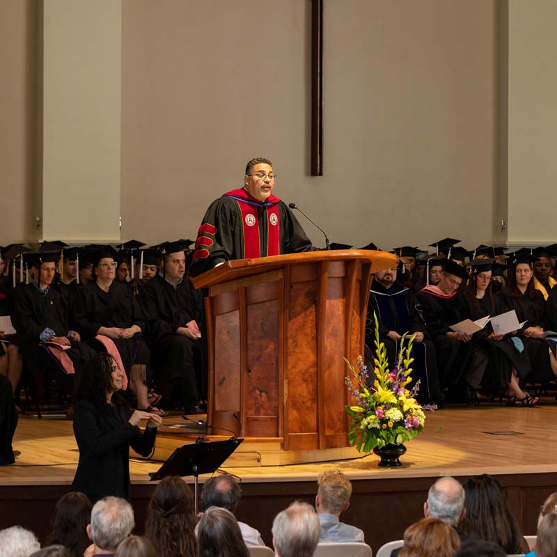 Rev. Salguero delivers the commencement address at Houghton's 2022 commencement