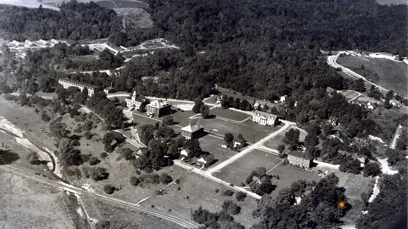 Historic aerial view of Houghton University.