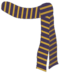 Gold and purple animated scarf.