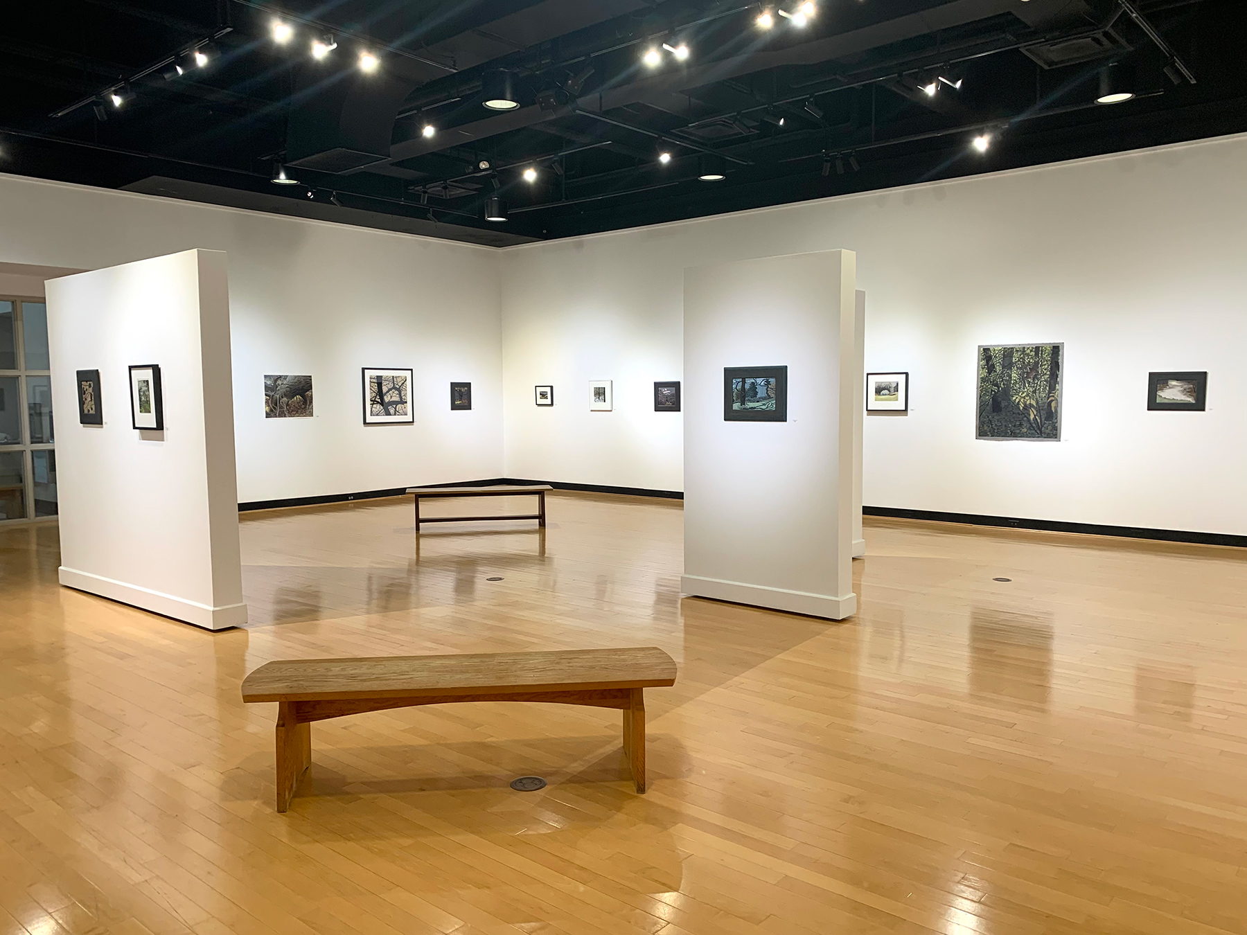 Gallery view of Nick Blosser exhibit at the Ortlip Gallery at Houghton University.