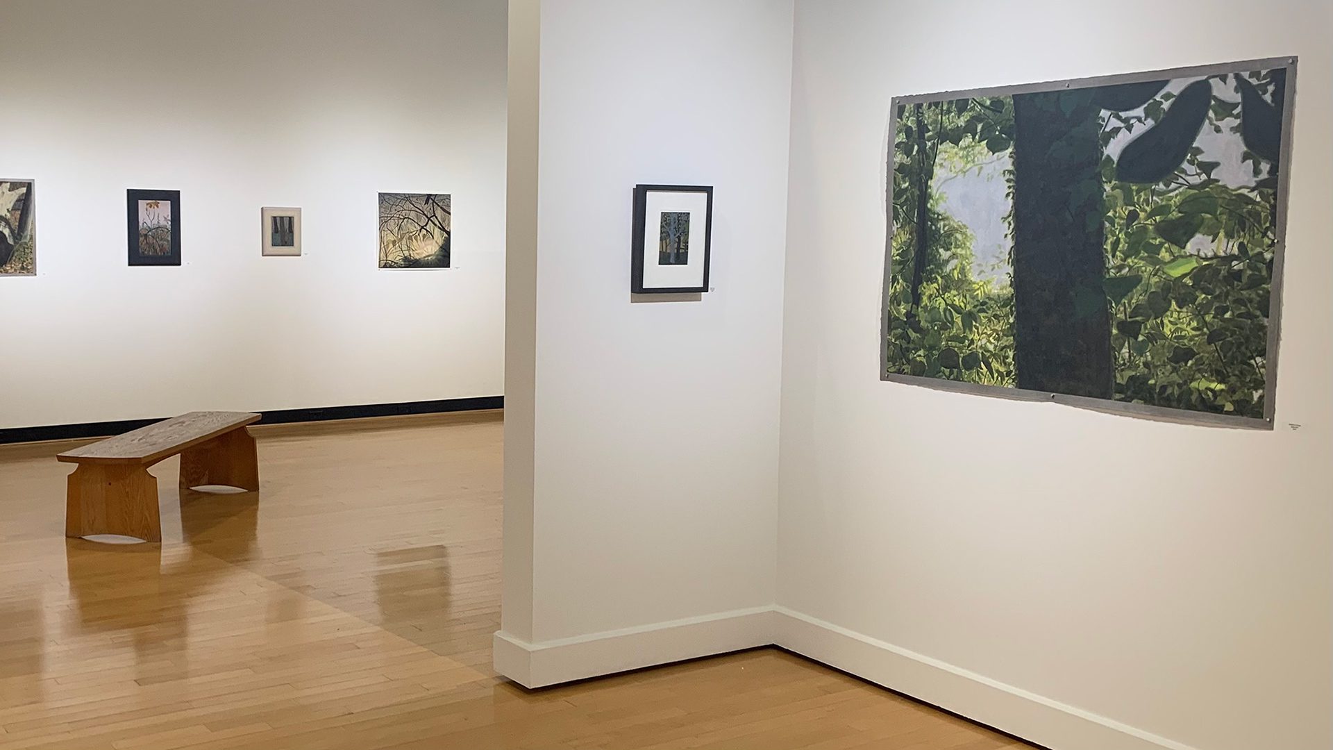 Gallery view of Nick Blosser exhibit at the Ortlip Gallery at Houghton University.