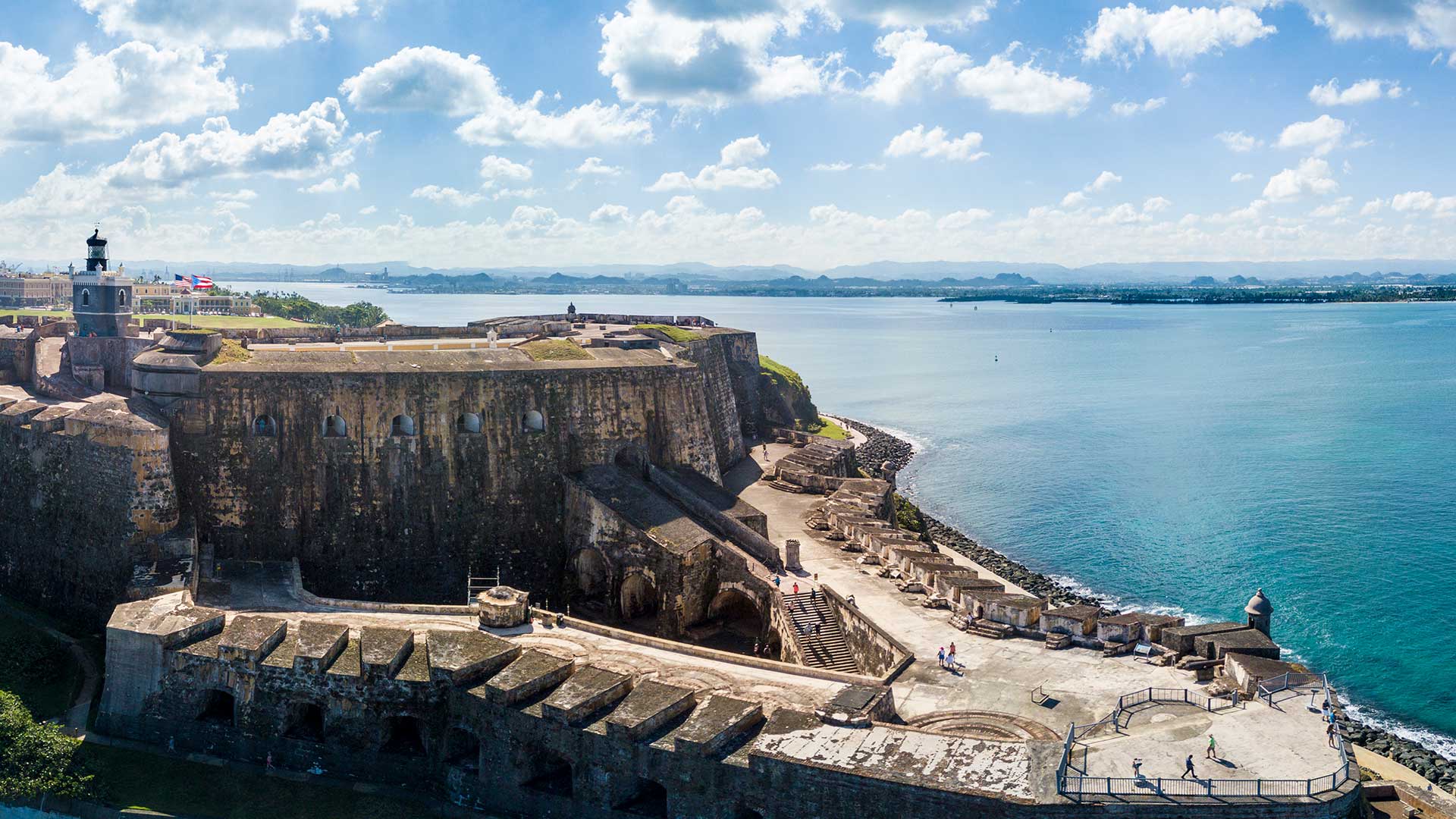 Aerial panorama of El Morro Fort in San Juan Puerto Rico.