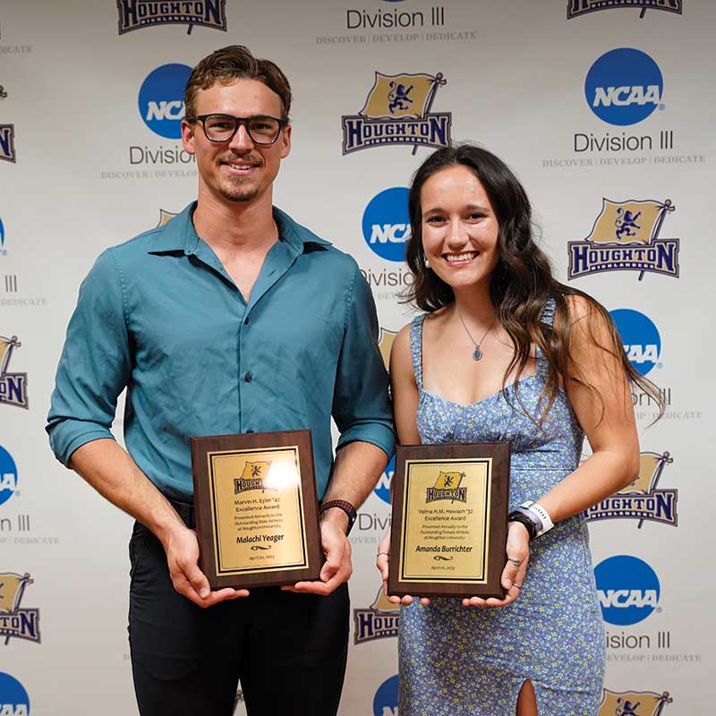 Houghton student athletes Amanda Burrichter and Malachi Yeager.