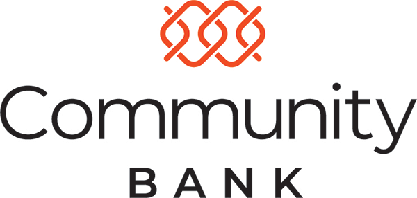 Community Bank logo in black and red.