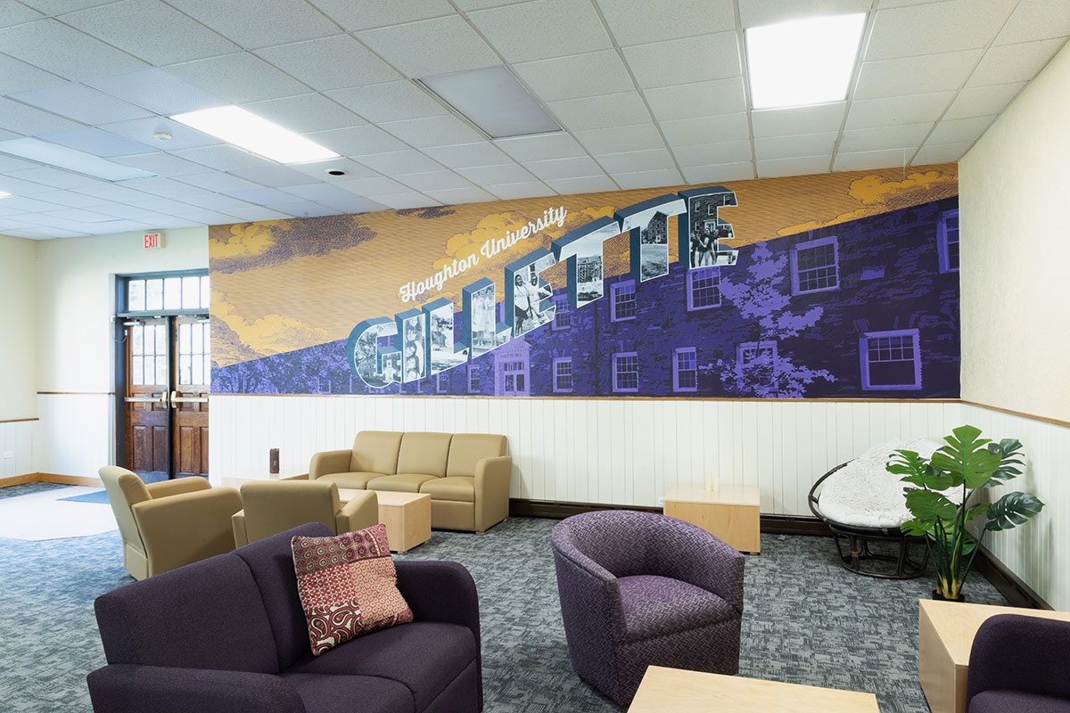 Gillette Hall lounge at Houghton University.