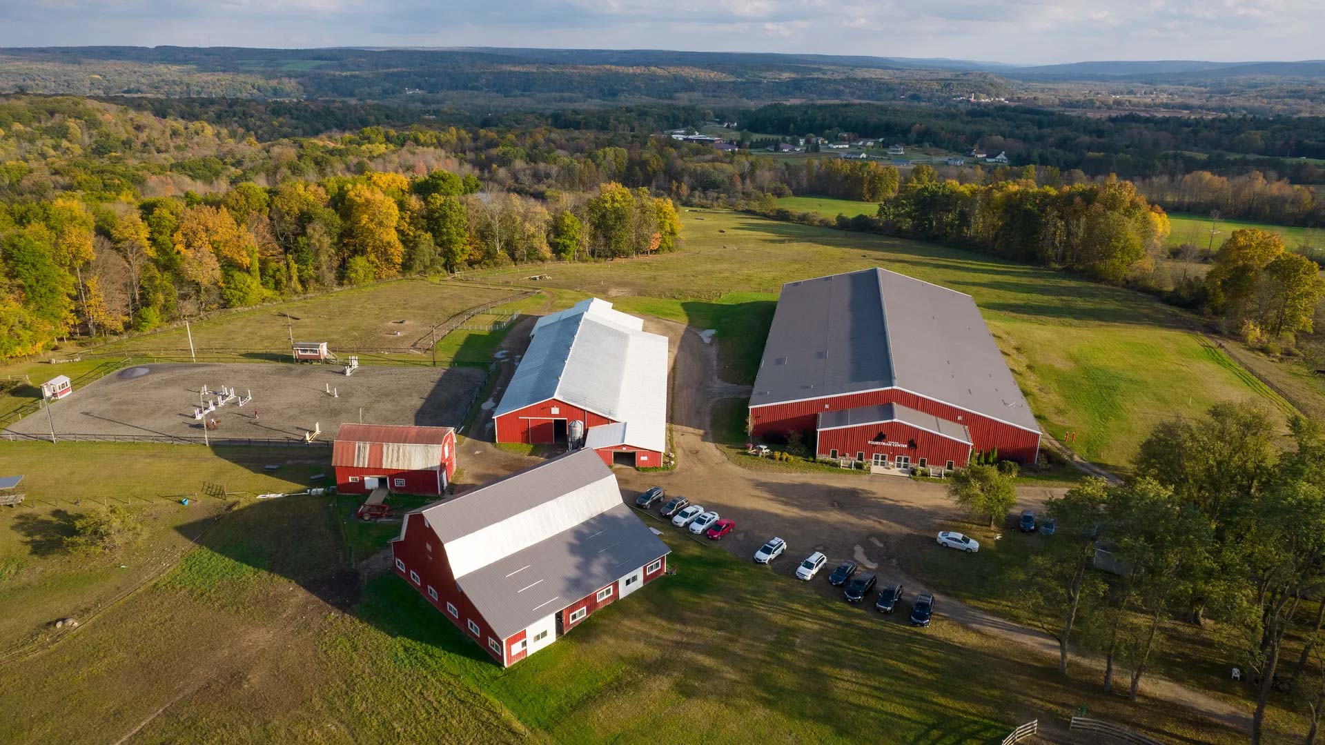 Aerial view of Houghton University's equestrian center.