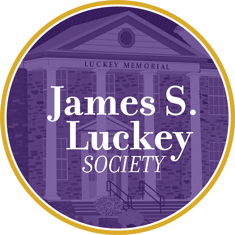 Houghton purple wordmark with gold border. Text reads James S. Luckey Society.