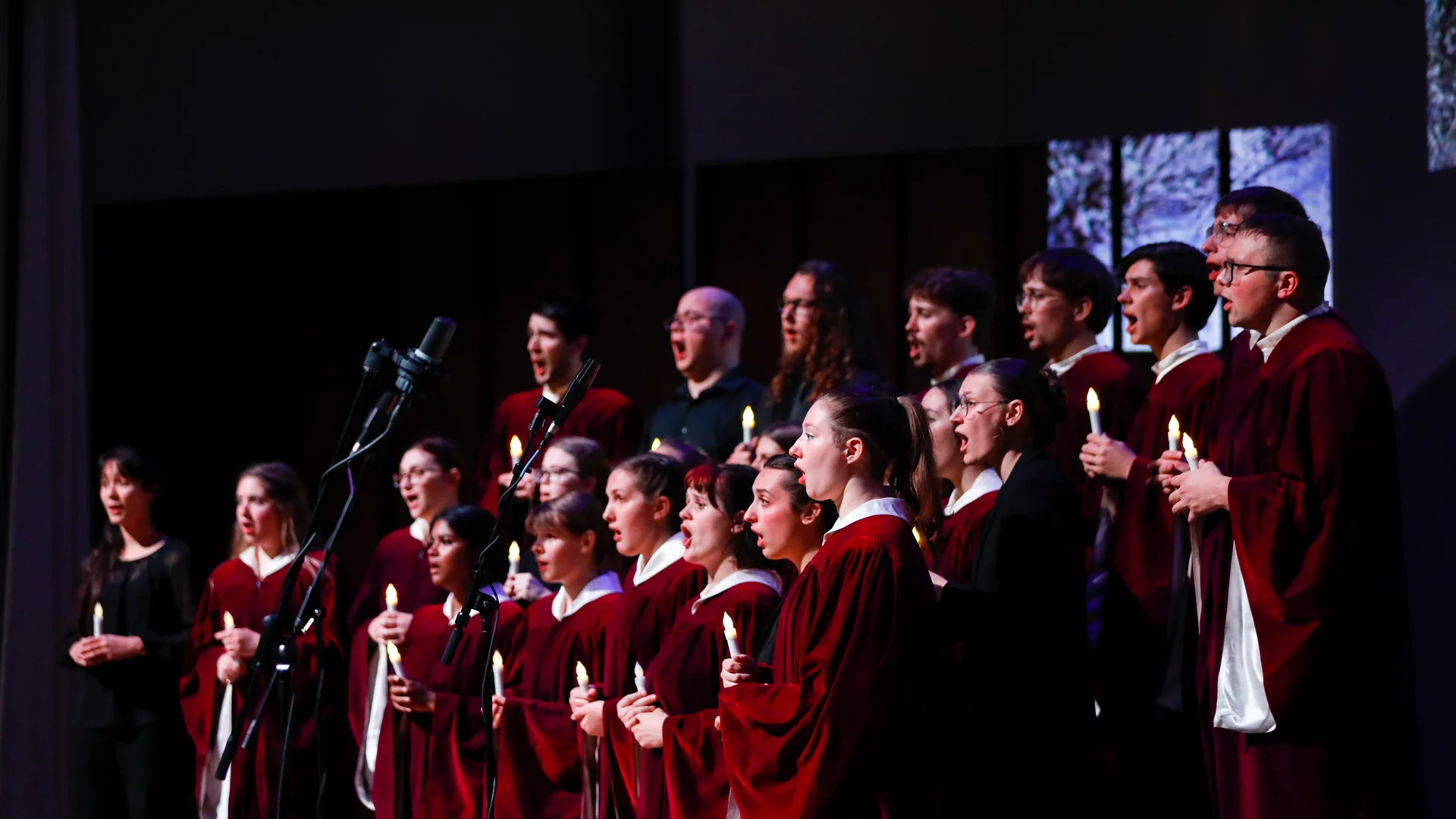 Houghton choir singing during Prism winter concert.