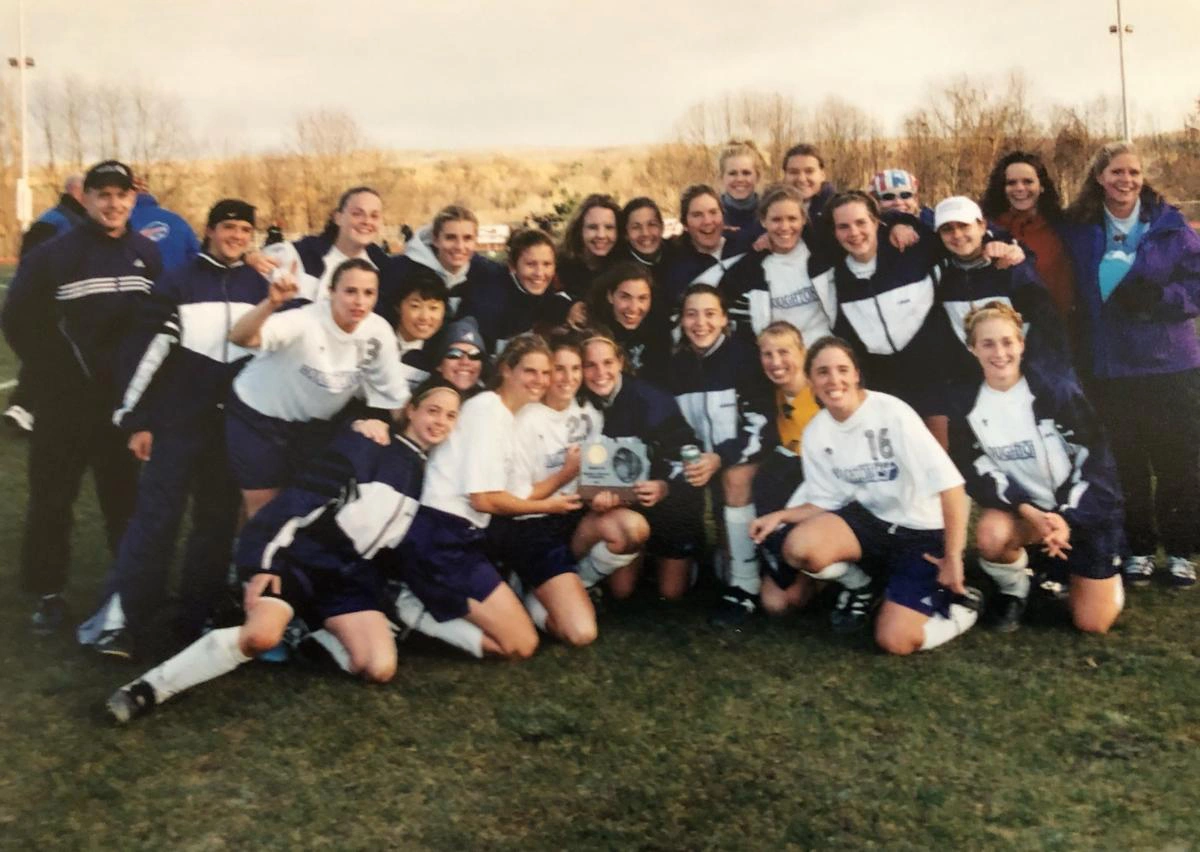 Houghton alumna Lynne Orozco with her soccer team.