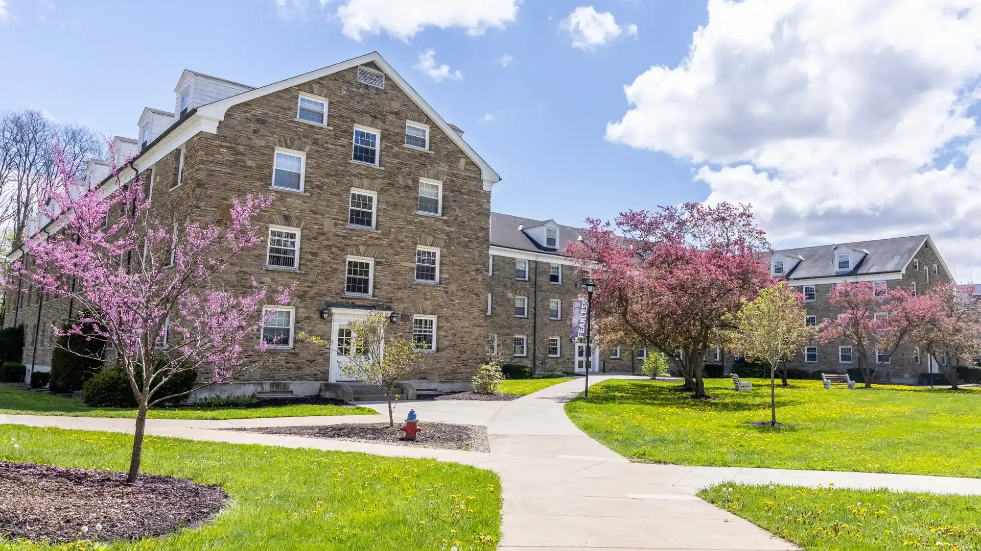 Houghton University Gillette Hall spring time photo.